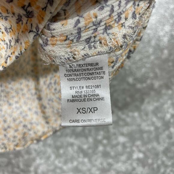 Everleigh Women's Butter Yellow Calico Lace Yoke High Neck Boho Top - Size XS - Picture 6 of 7